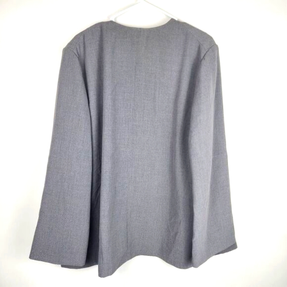 HALSTON WOMENS 16 SLEEVELESS BLOUSE TOP OVERCOAT JACKET OPEN FRONT TWO PIECE SET - Picture 4 of 6